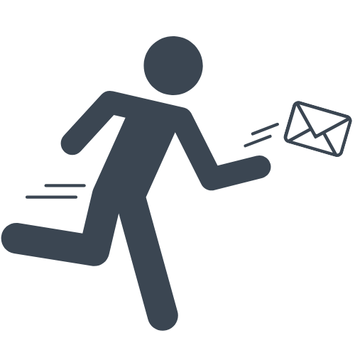 a person chasing a flying email